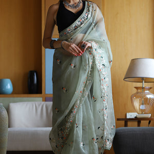 Mint Green Organza Saree