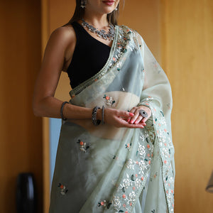 Mint Green Organza Saree