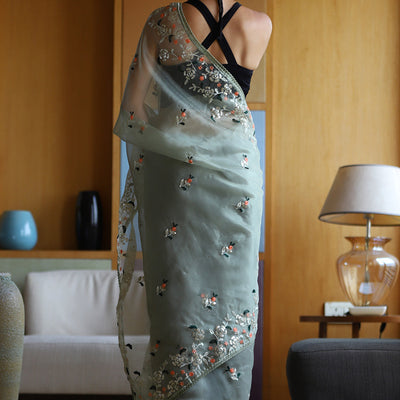 Mint Green Organza Saree