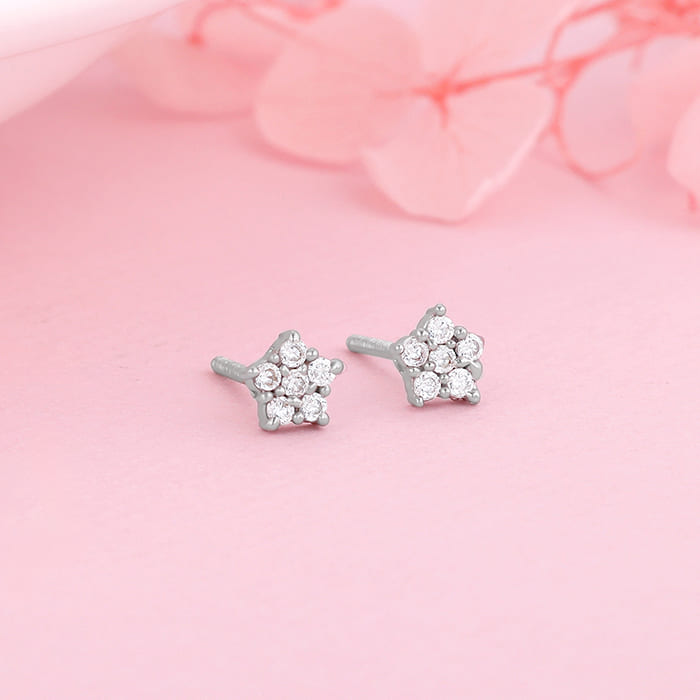 Silver Zircon Constellation Earrings