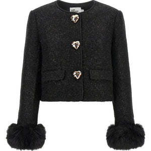 Self-Portrait Bouclé Fur Jacket