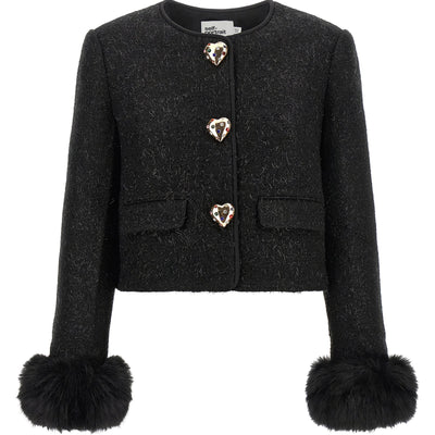 Self-Portrait Bouclé Fur Jacket