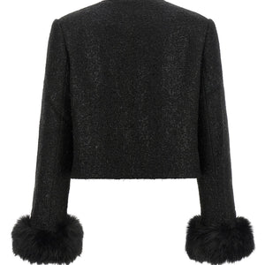 Self-Portrait Bouclé Fur Jacket
