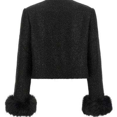 Self-Portrait Bouclé Fur Jacket