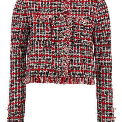 Self-Portrait Fringed Knit Jacket