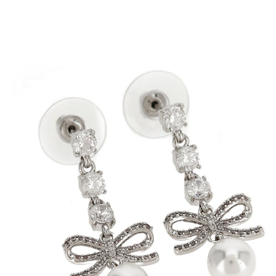 Self-Portrait Bow Crystal Charm Earrings