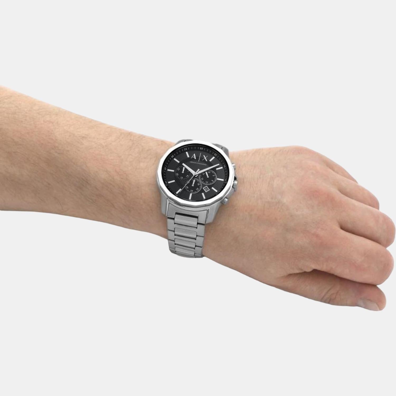 Banks Men Quartz Black Dial Chronograph Stainless Steel Watch AX1720