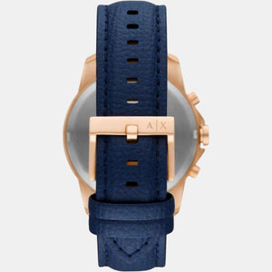 Banks Men Quartz Blue Dial Chronograph Leather Watch AX1723