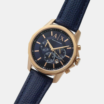 Banks Men Quartz Blue Dial Chronograph Leather Watch AX1723