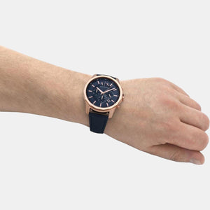 Banks Men Quartz Blue Dial Chronograph Leather Watch AX1723