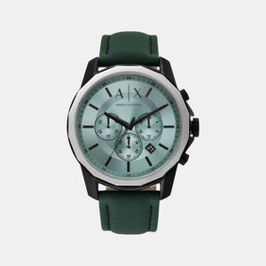 Banks Men Quartz Green Dial Chronograph Leather Watch AX1725