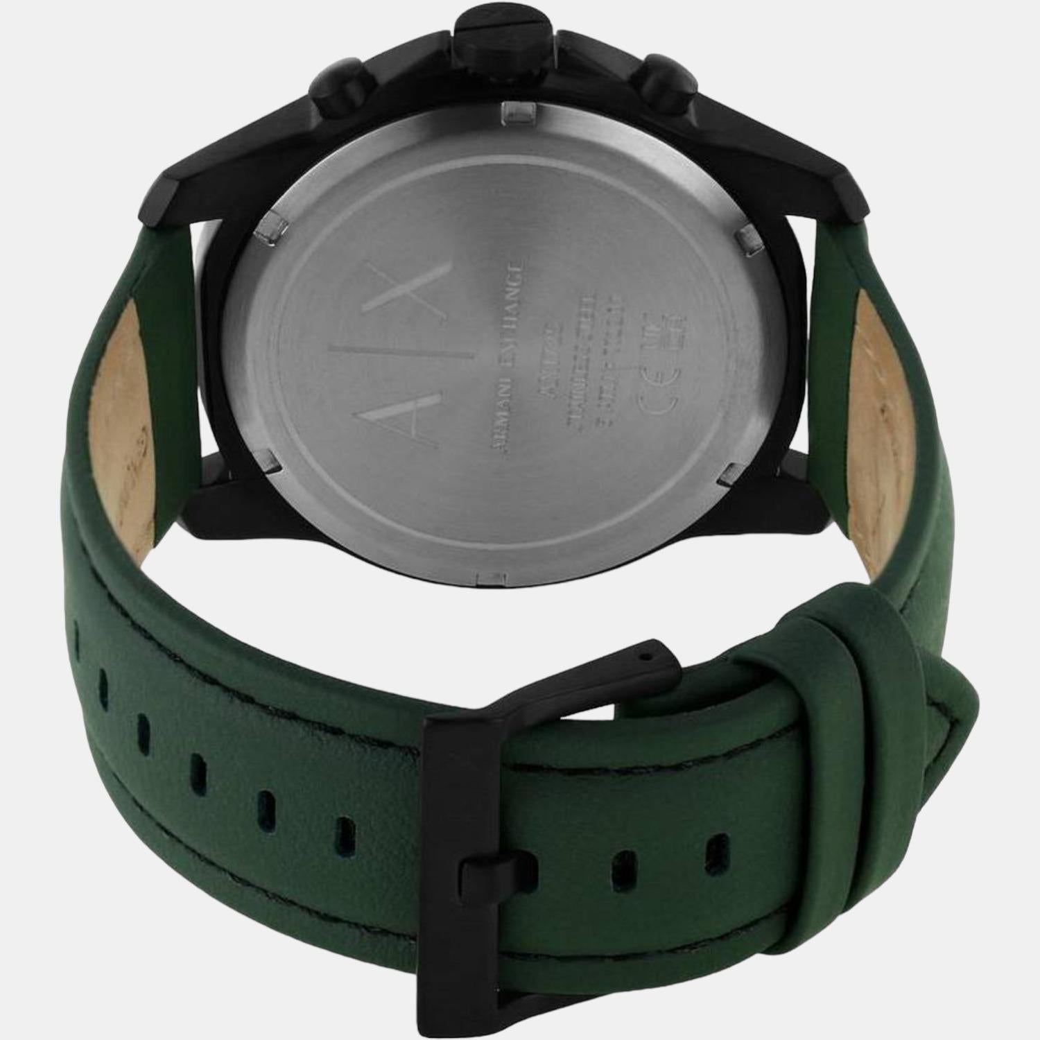 Banks Men Quartz Green Dial Chronograph Leather Watch AX1725