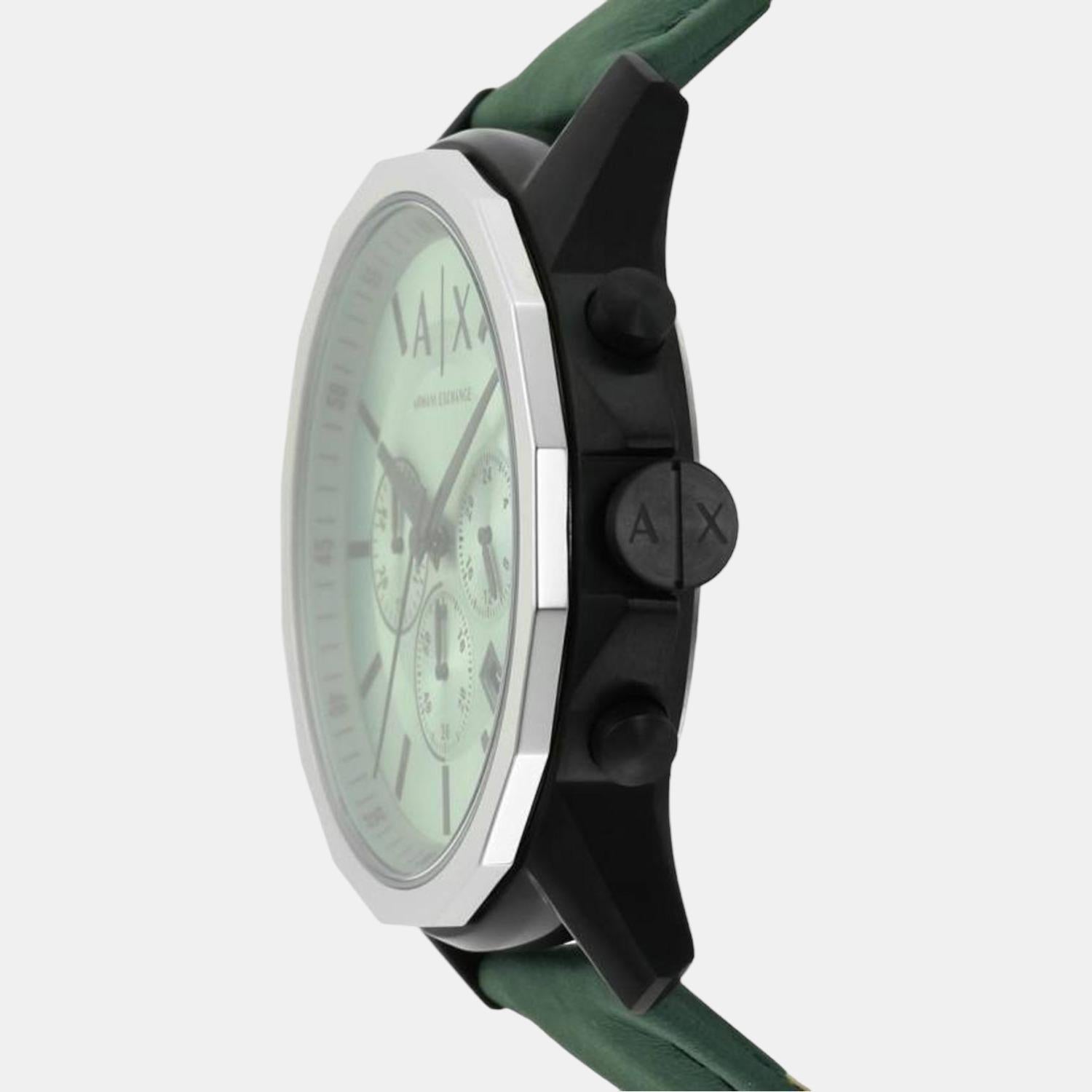 Banks Men Quartz Green Dial Chronograph Leather Watch AX1725