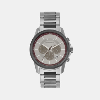 Banks Men Quartz Silver Dial Chronograph Stainless Steel Watch AX1745