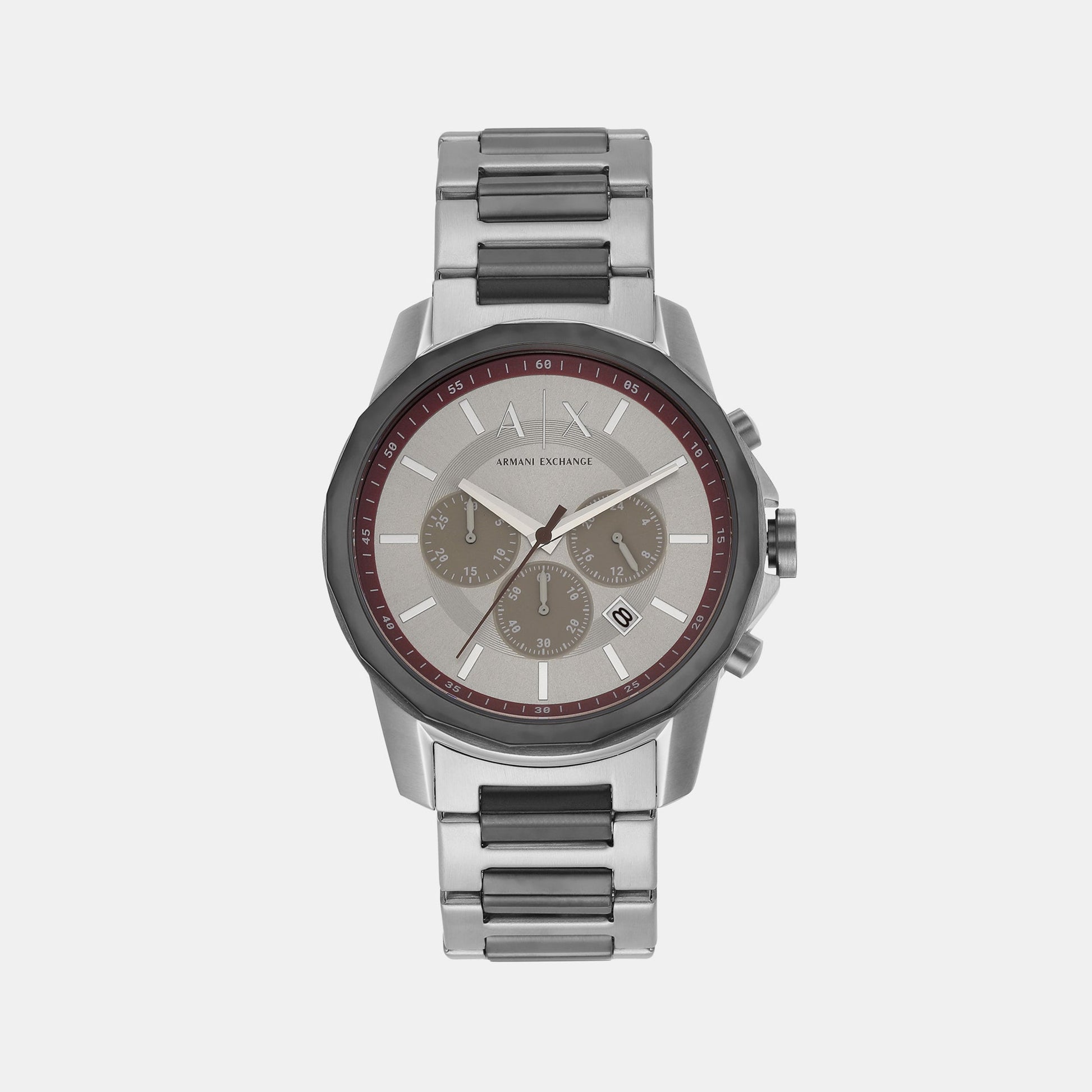 Banks Men Quartz Silver Dial Chronograph Stainless Steel Watch AX1745