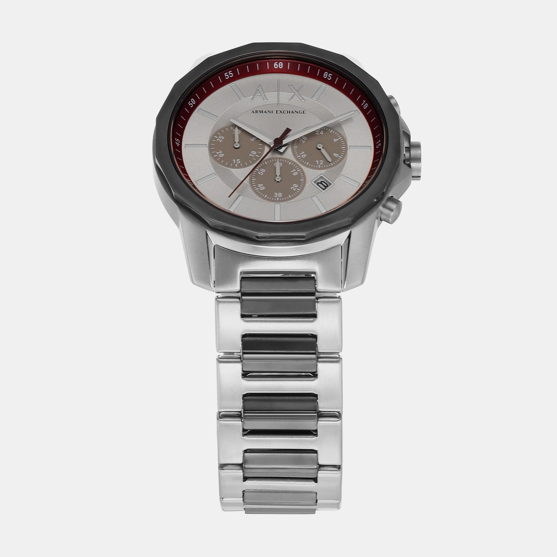 Banks Men Quartz Silver Dial Chronograph Stainless Steel Watch AX1745