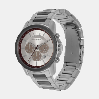 Banks Men Quartz Silver Dial Chronograph Stainless Steel Watch AX1745
