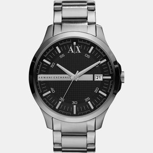 Hampton Men Quartz Black Dial Analog Stainless Steel Watch AX2103
