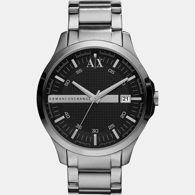 Hampton Men Quartz Black Dial Analog Stainless Steel Watch AX2103