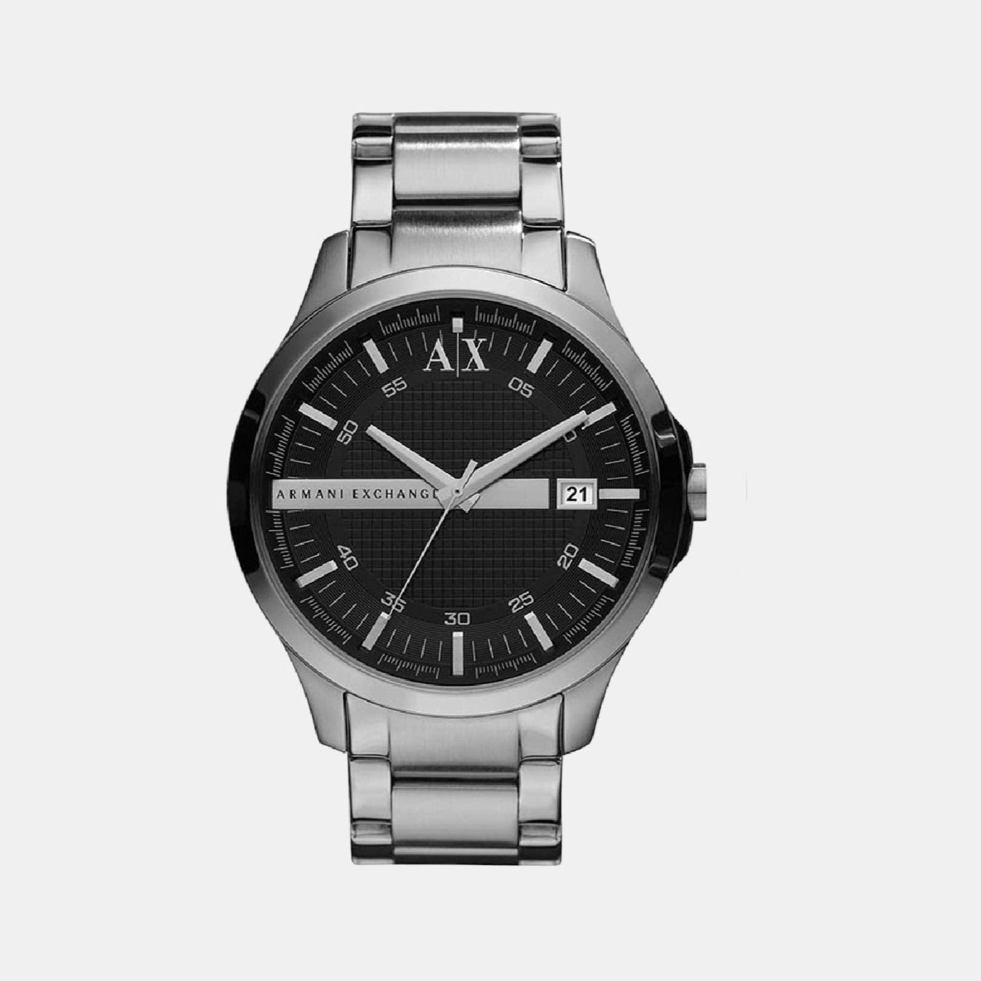 Hampton Men Quartz Black Dial Analog Stainless Steel Watch AX2103