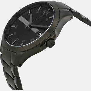 Hampton Men Quartz Black Dial Analog Stainless Steel Watch AX2104