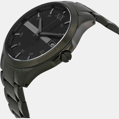 Hampton Men Quartz Black Dial Analog Stainless Steel Watch AX2104