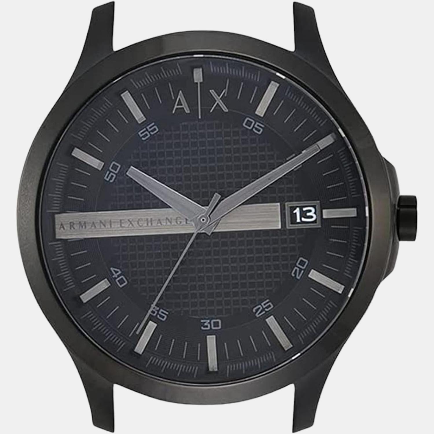 Hampton Men Quartz Black Dial Analog Stainless Steel Watch AX2104