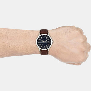Hampton Men Quartz Blue Dial Analog Leather Watch AX2133