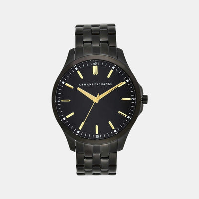 Hampton Men Quartz Black Dial Analog Stainless Steel Watch AX2144