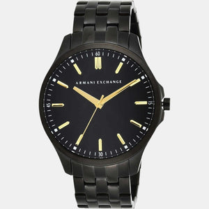 Hampton Men Quartz Black Dial Analog Stainless Steel Watch AX2144