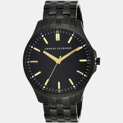 Hampton Men Quartz Black Dial Analog Stainless Steel Watch AX2144