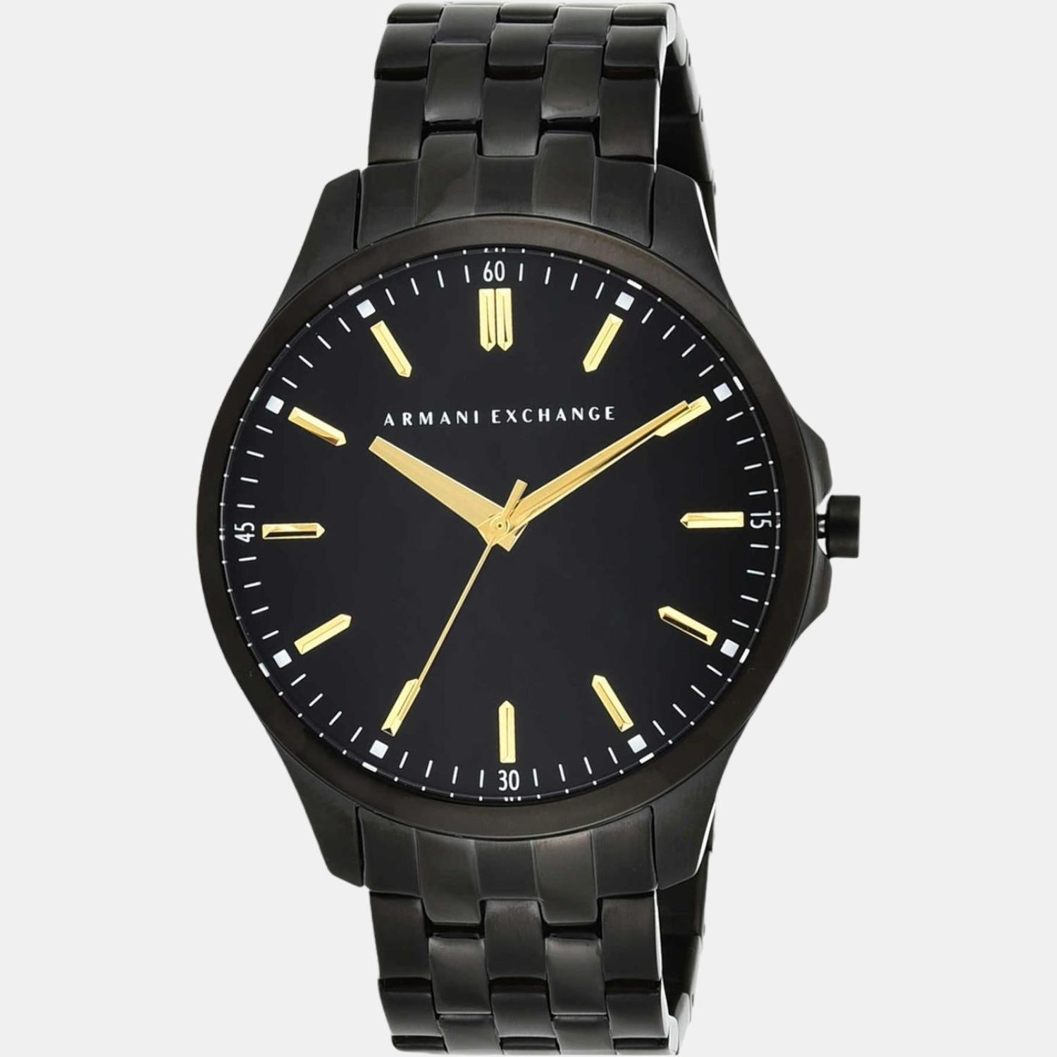 Hampton Men Quartz Black Dial Analog Stainless Steel Watch AX2144