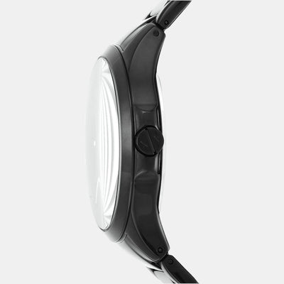 Hampton Men Quartz Black Dial Analog Stainless Steel Watch AX2144
