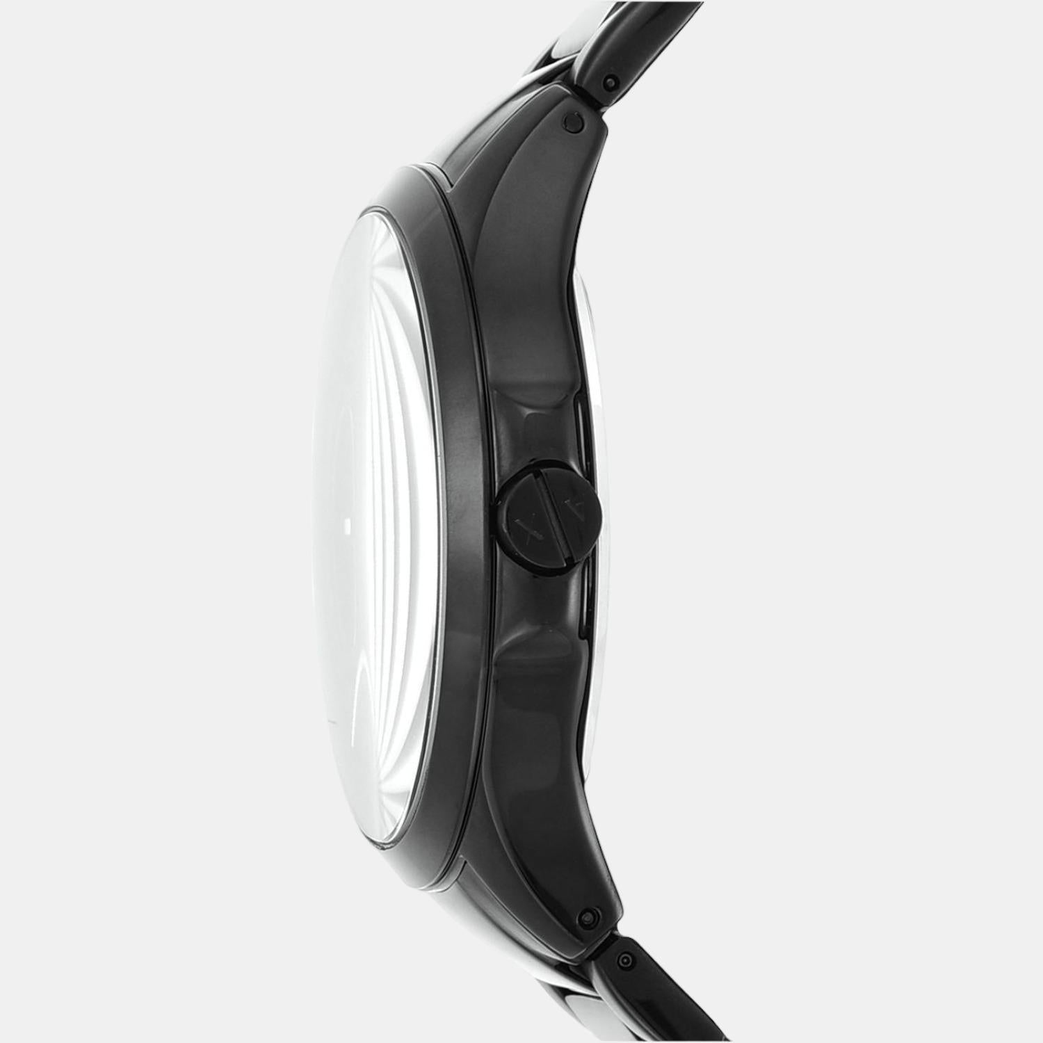 Hampton Men Quartz Black Dial Analog Stainless Steel Watch AX2144