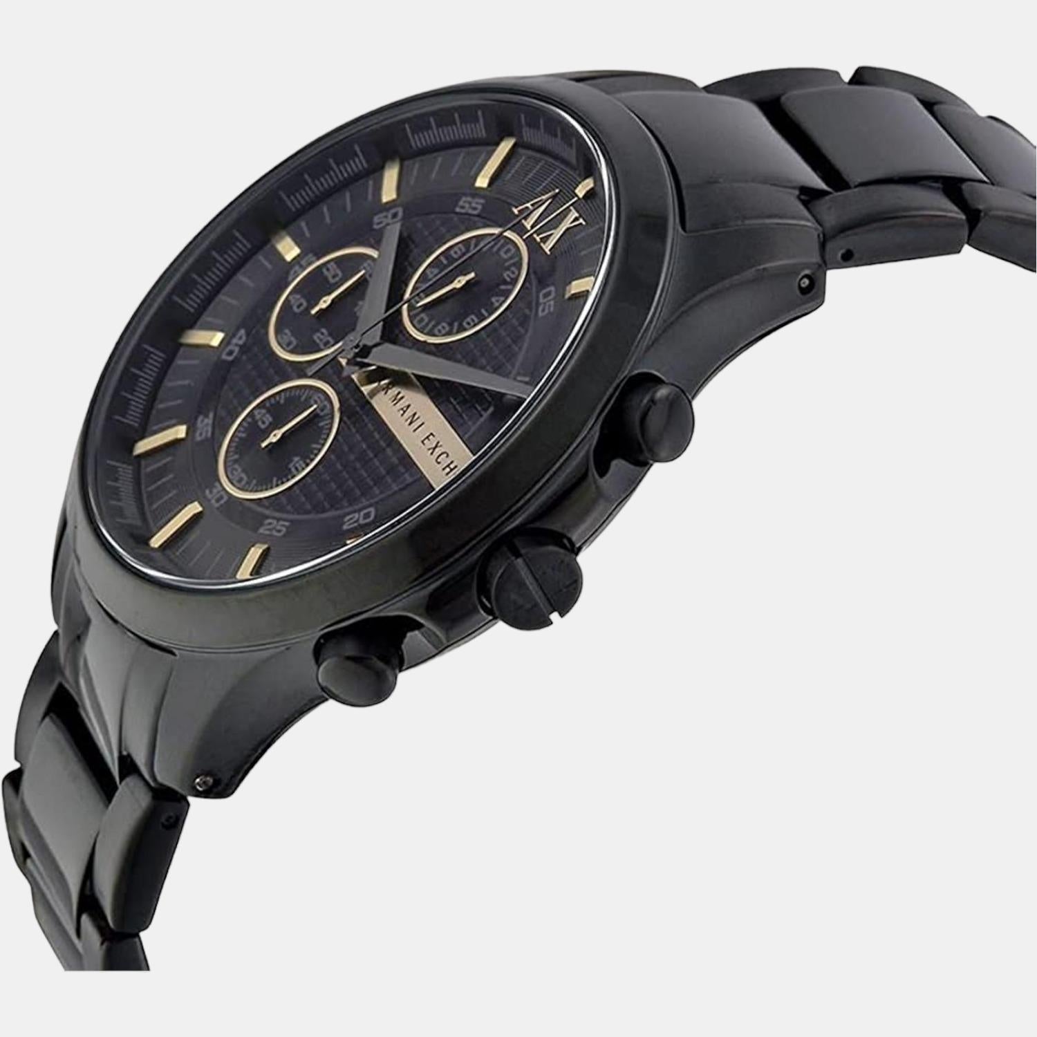 Hampton Men Quartz Black Dial Chronograph Stainless Steel Watch AX2164