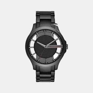 Hampton Men Quartz Black Dial Analog Stainless Steel Watch AX2189