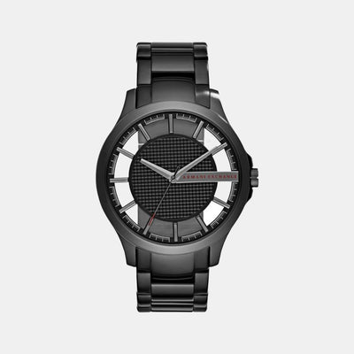 Hampton Men Quartz Black Dial Analog Stainless Steel Watch AX2189