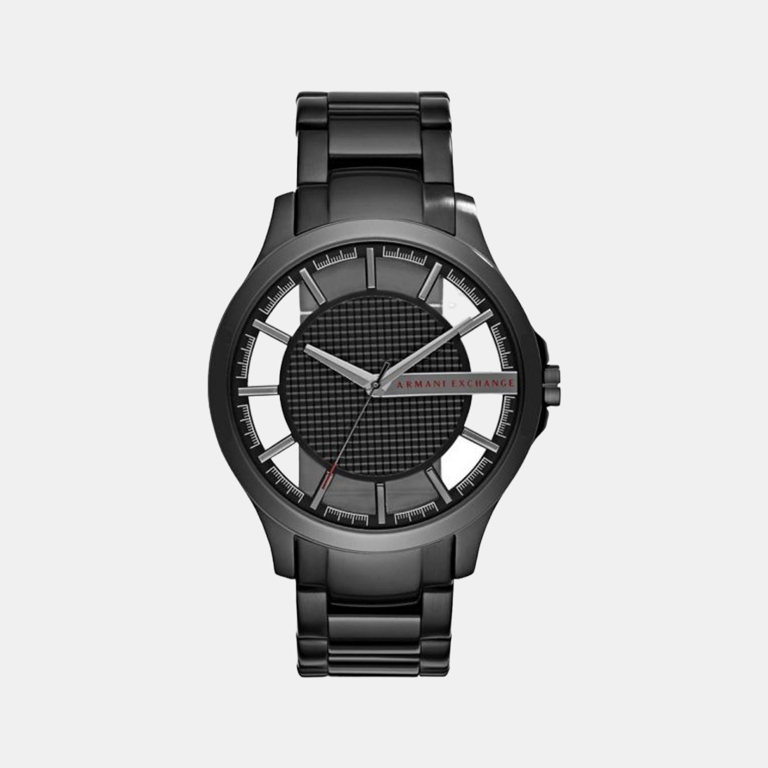 Hampton Men Quartz Black Dial Analog Stainless Steel Watch AX2189