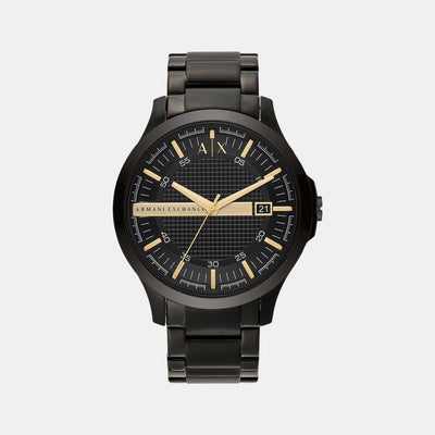 Hampton Men Quartz Black Dial Analog Stainless Steel Watch AX2413