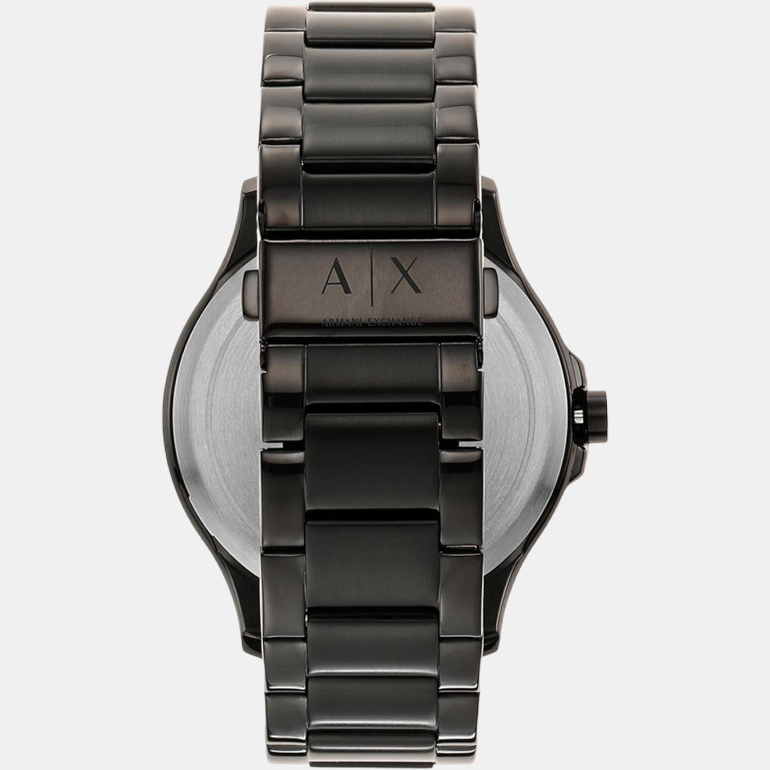 Hampton Men Quartz Black Dial Analog Stainless Steel Watch AX2413