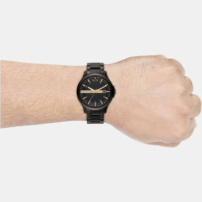 Hampton Men Quartz Black Dial Analog Stainless Steel Watch AX2413