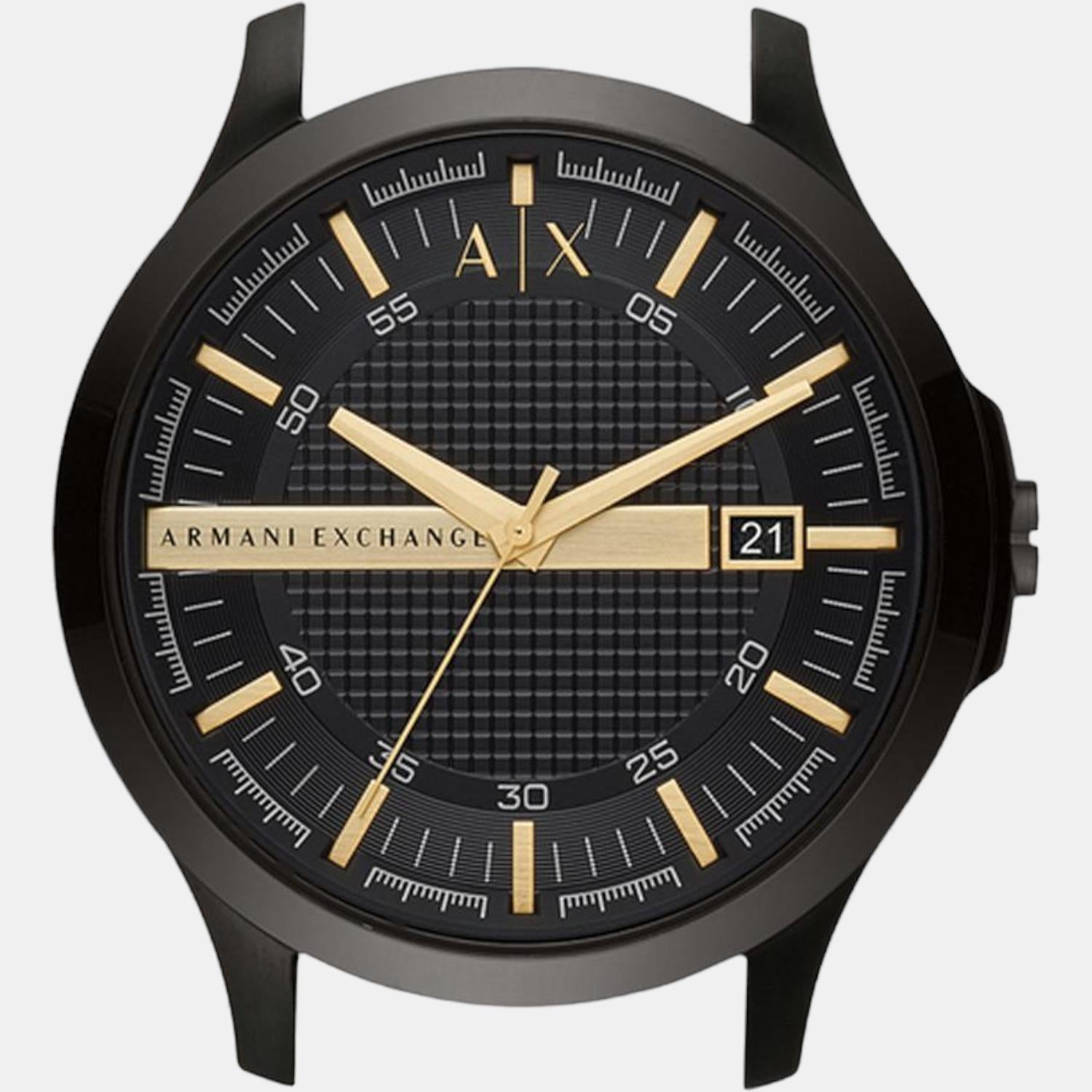 Hampton Men Quartz Black Dial Analog Stainless Steel Watch AX2413