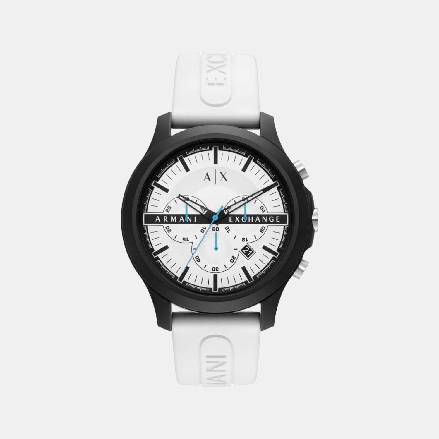 Hampton Men Quartz White Dial Chronograph Silicone Watch AX2435