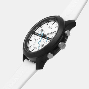 Hampton Men Quartz White Dial Chronograph Silicone Watch AX2435