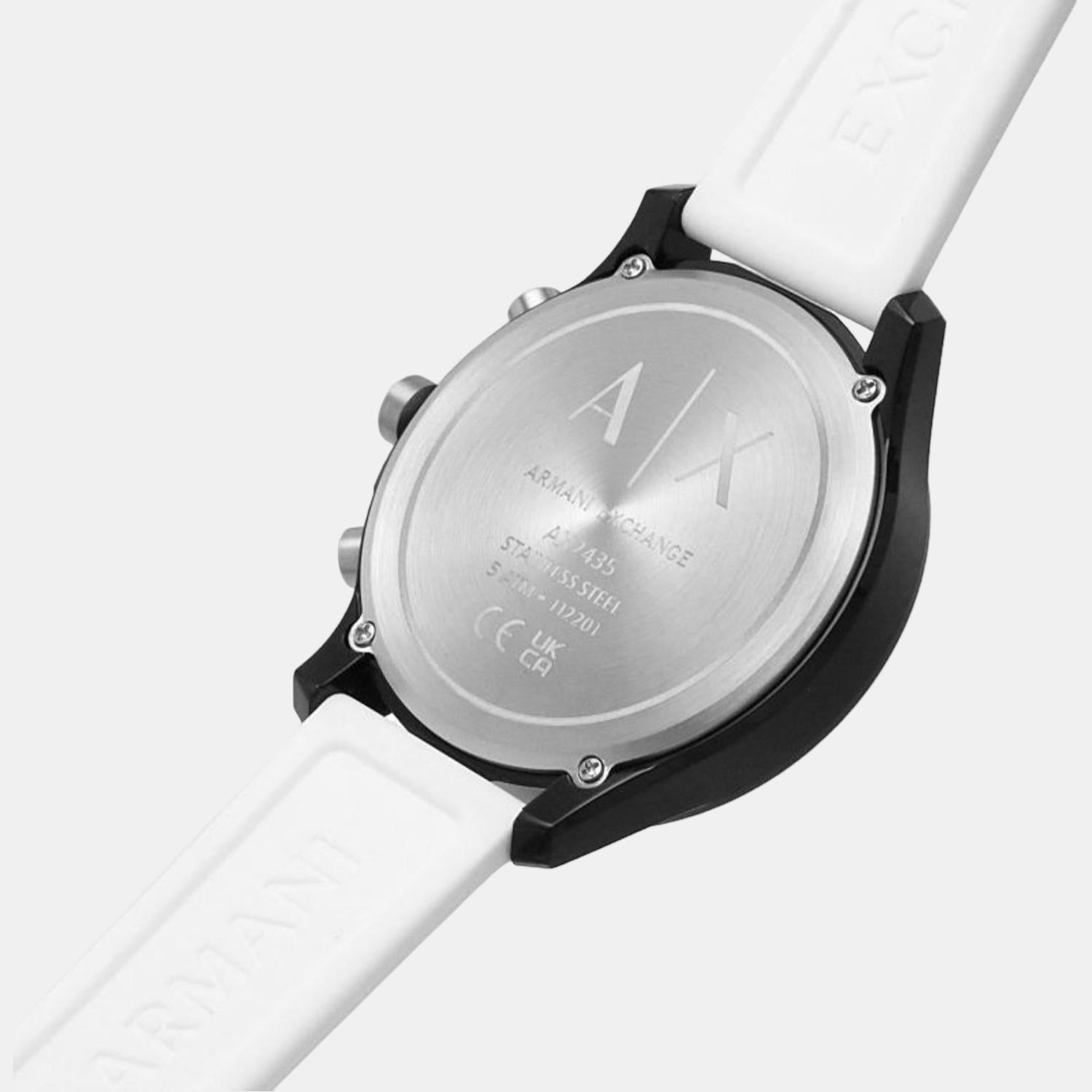 Hampton Men Quartz White Dial Chronograph Silicone Watch AX2435