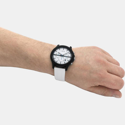 Hampton Men Quartz White Dial Chronograph Silicone Watch AX2435