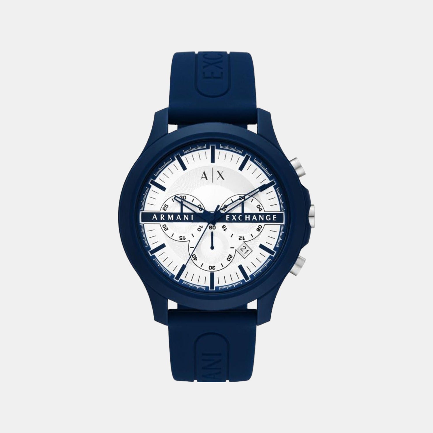 Hampton Men Quartz White Dial Chronograph Silicone Watch AX2437