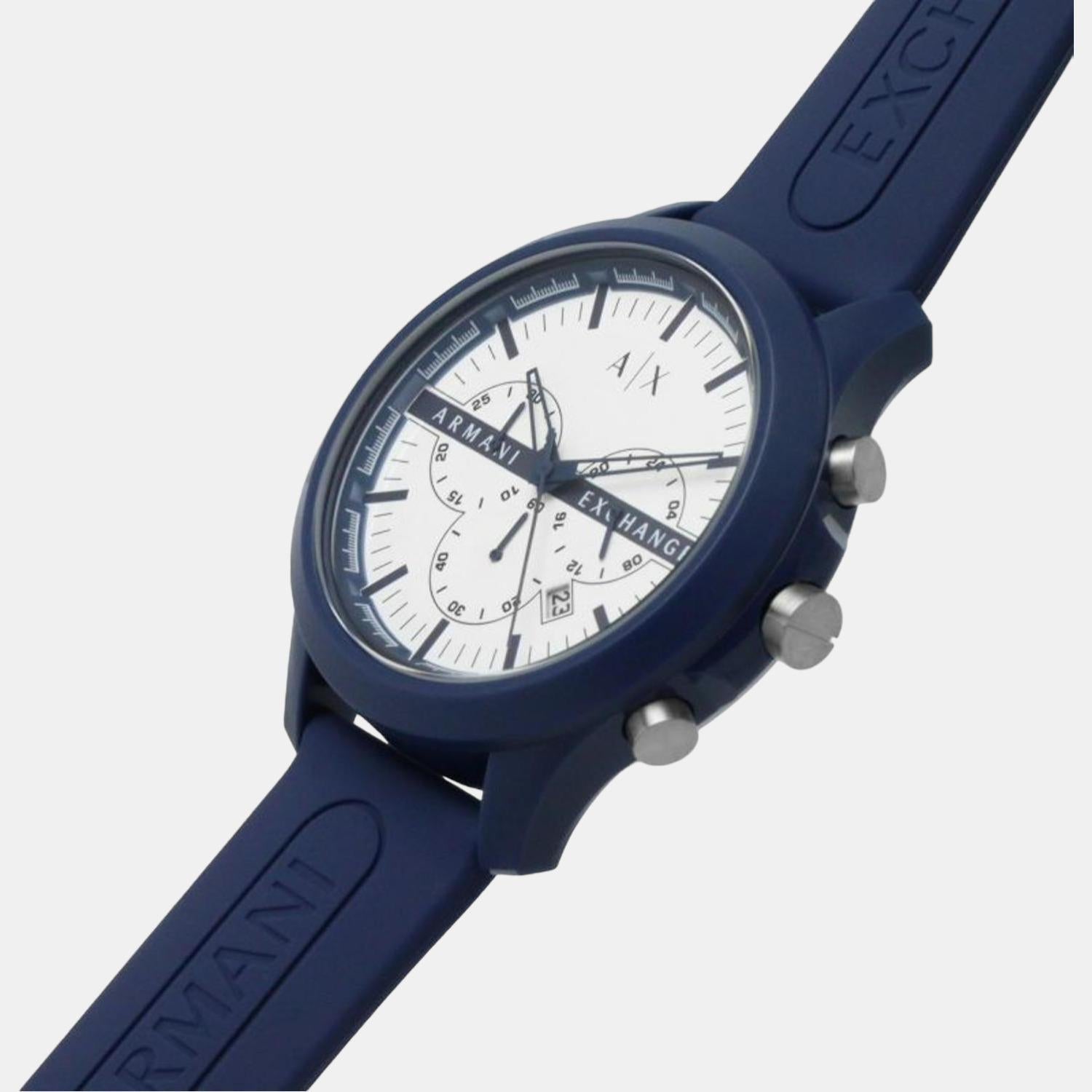 Hampton Men Quartz White Dial Chronograph Silicone Watch AX2437