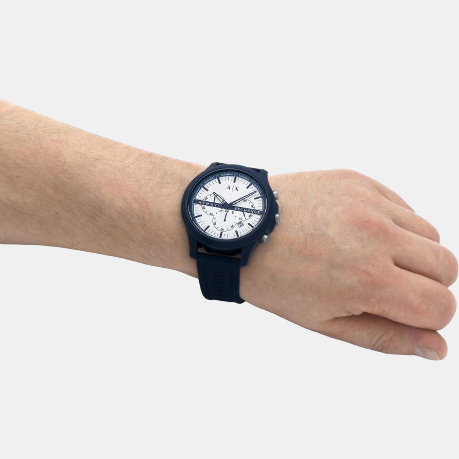 Hampton Men Quartz White Dial Chronograph Silicone Watch AX2437
