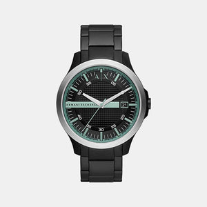 Hampton Men Quartz Black Dial Analog Stainless Steel Watch AX2439
